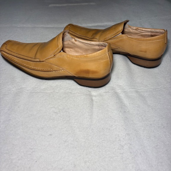 Giorgio Brutini Mens Tan Leather Square Toe Slip On Loafer Dress Shoe 156999 12M - Picture 2 of 8